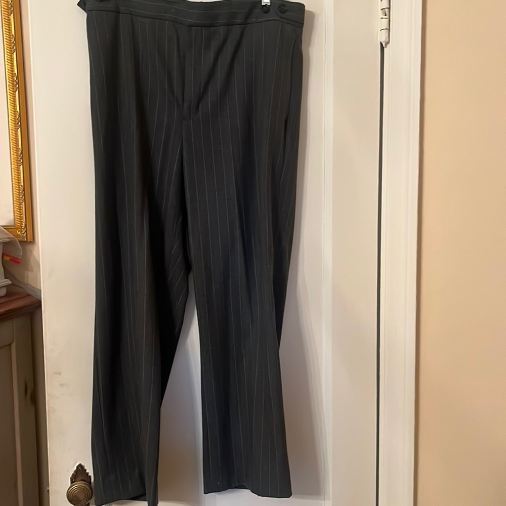 Banana Republic size 14 grey striped pants with adjustable waist. Beautiful.